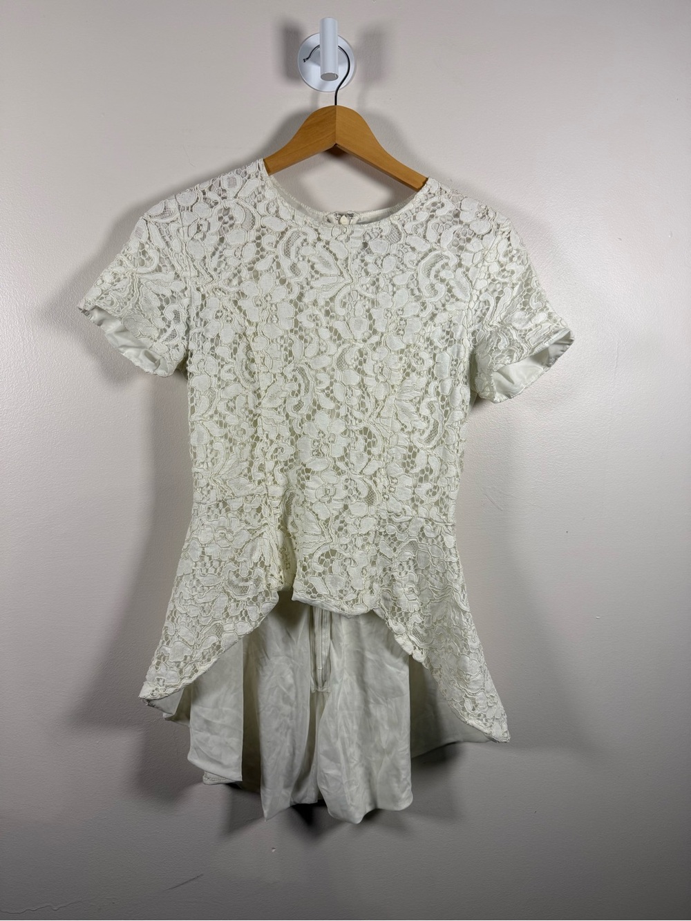 Sachin + Babi Ivory Lace Peplum Tunic Top